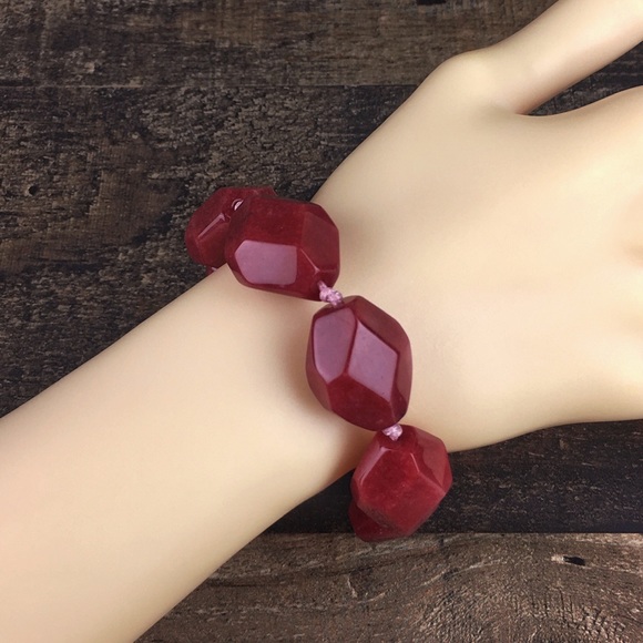 Red Agate or Onyx Stone Pink Macrame Bracelet Lola Rose QVC - Picture 4 of 10